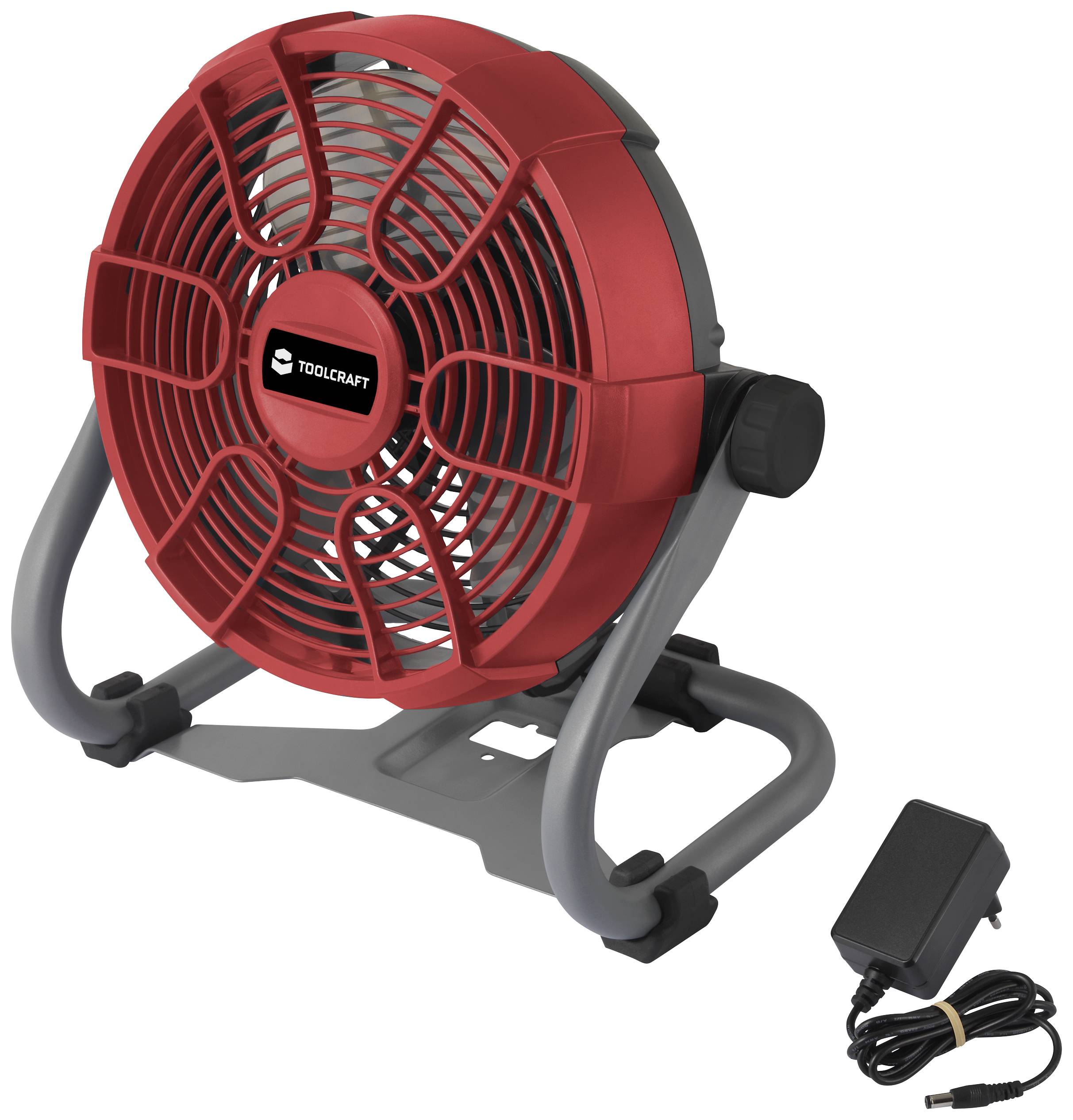 TOOLCRAFT TAWB-200 Akku-Ventilator 26W (Ø x H) 275mm x 350mm Rot, Grau, Schwarz LED-Kontrollleuchte, Akkubetrieb möglich