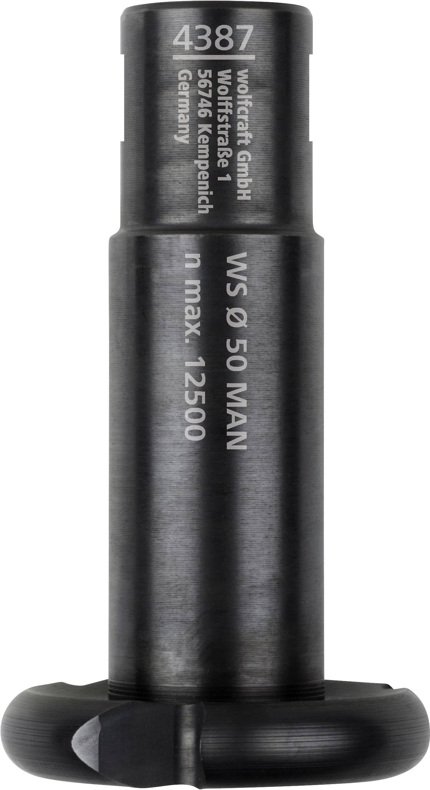 Wolfram-Kernbohrer, schwarz, Modellnummer 4387, maximale Drehzahl 12.500 U/min, hergestellt in Deutschland von wolfcraft GmbH.