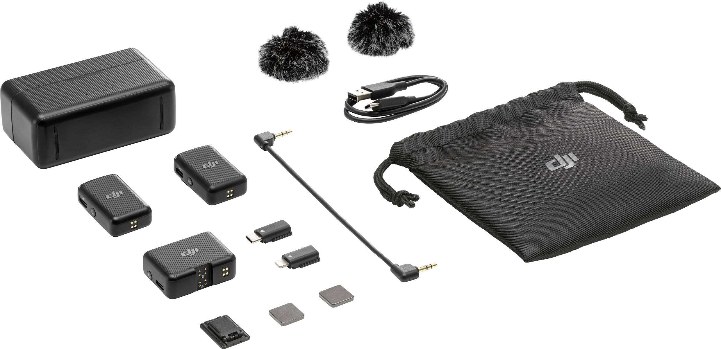 DJI MIC Ansteck Funkmikrofon-Set Übertragungsart (Details):Kabellos inkl. Tasche, inkl. Kabel, inkl. Klammer, inkl. Mikrofoncase Audio, stereo (3.5
