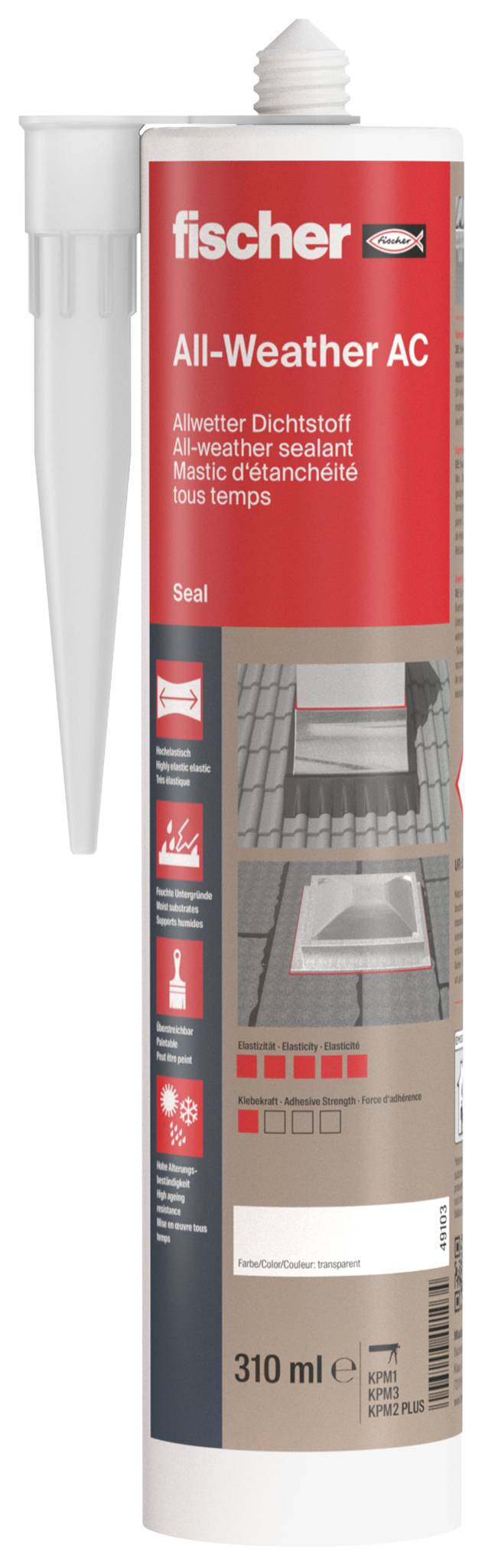 Fischer DDK 310 Allwetter-Dichtstoff Herstellerfarbe Transparent 049103 310ml