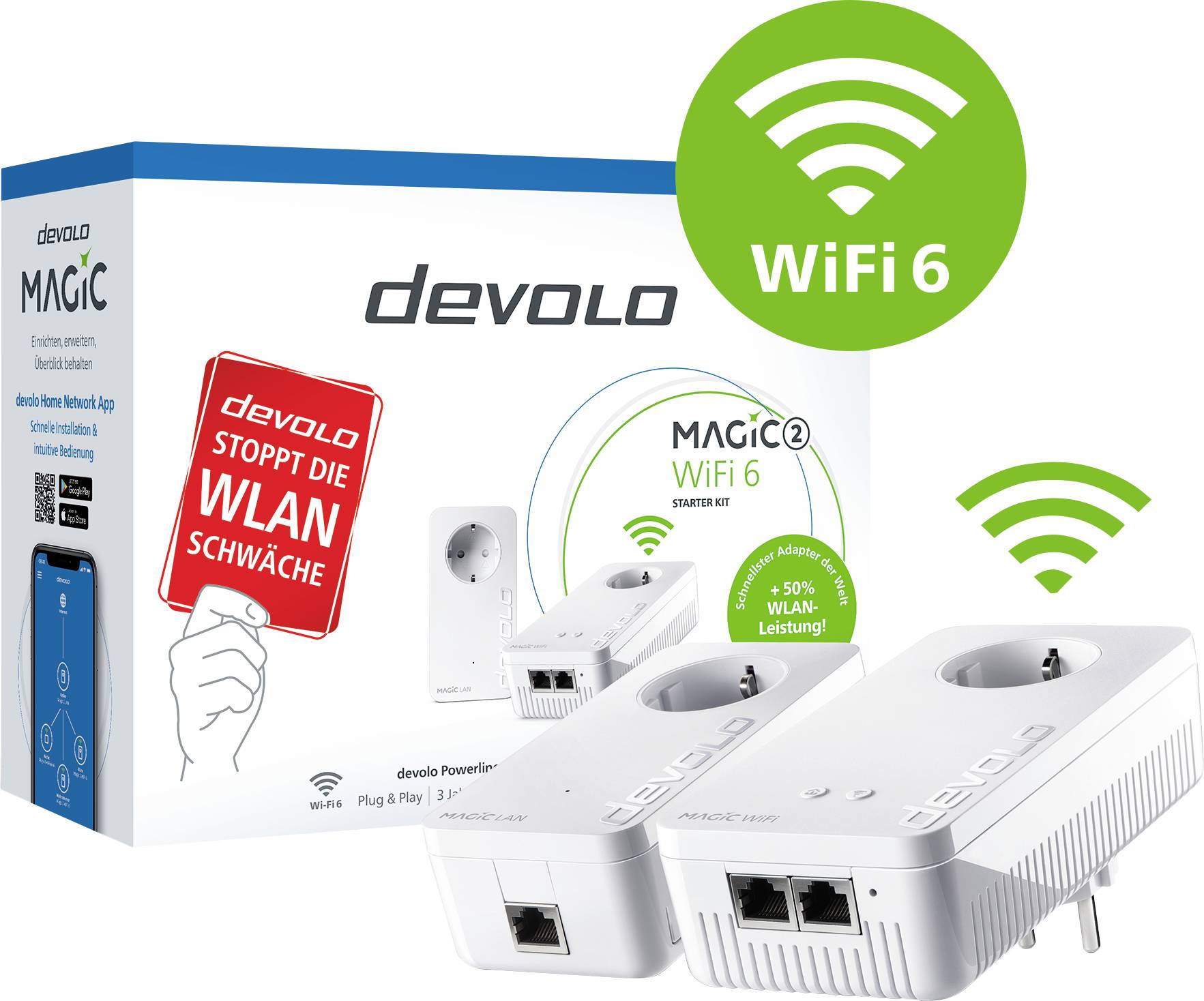 Devolo Magic 2 WiFi 6 Multiroom Kit Powerline WLAN Multiroom Starter Kit 8824 DE, AT Powerline, WLA