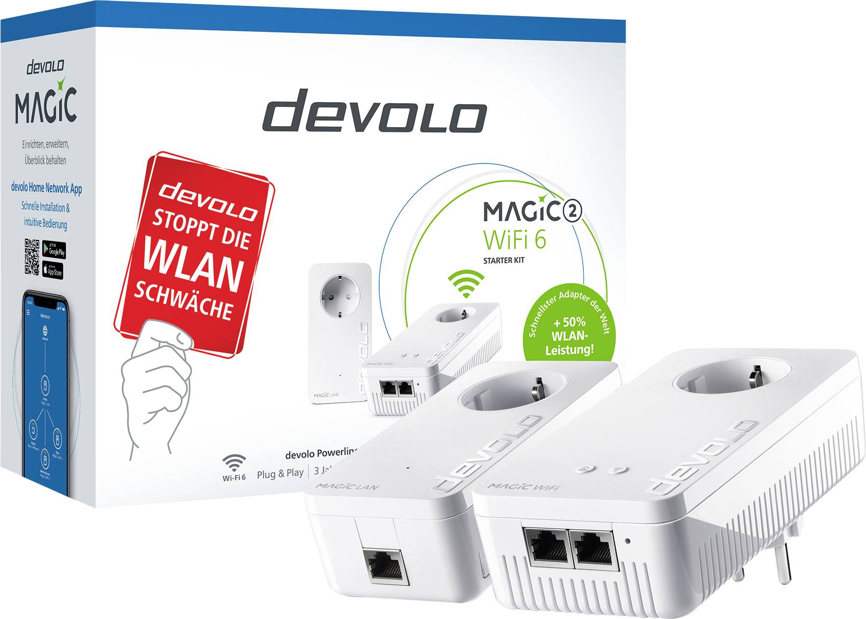 Devolo Magic 2 WiFi 6 Starter Kit Powerline WLAN Starter Kit 8816 DE, AT Powerline, WLAN 2400MBit/s