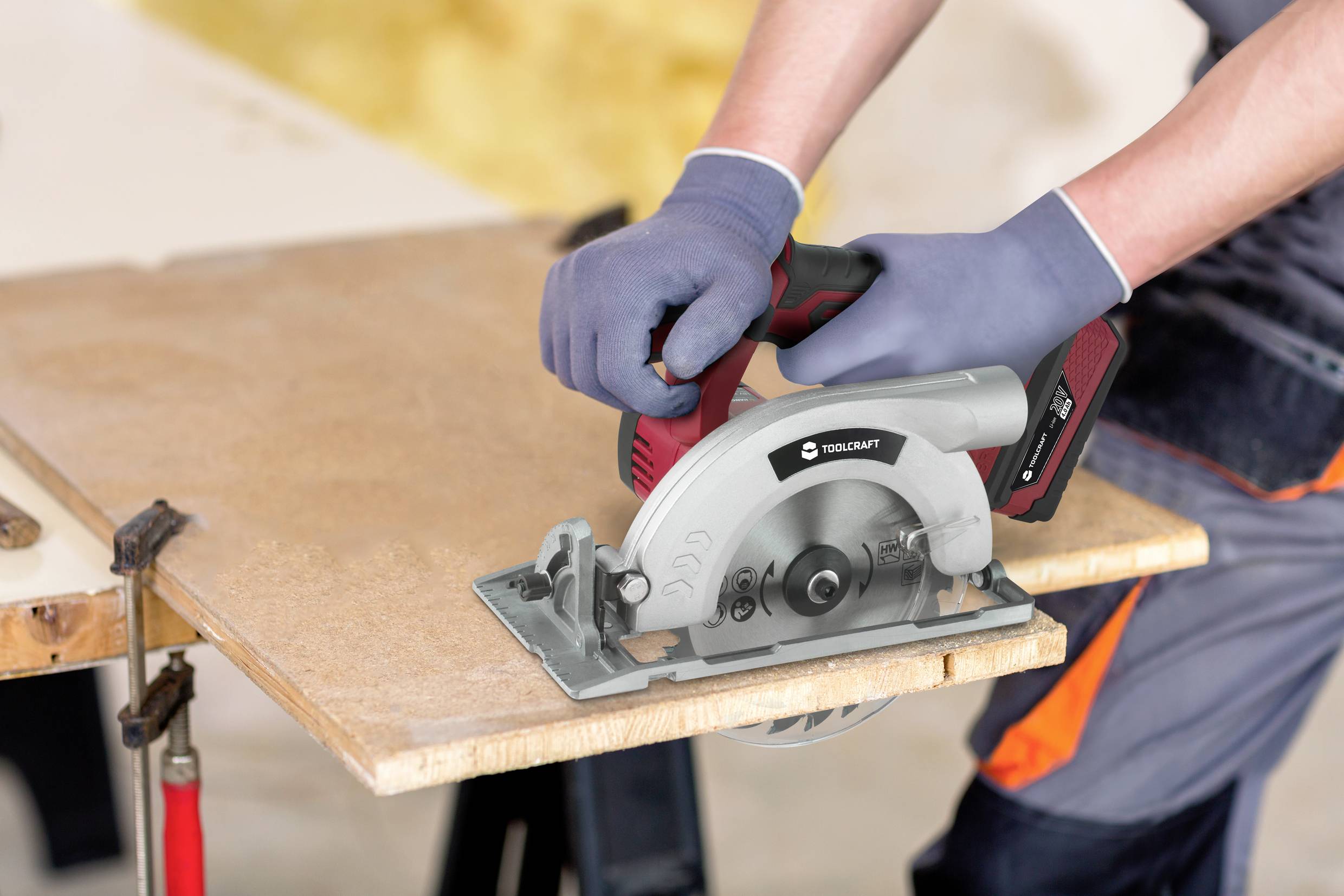 TOOLCRAFT TCS 55 / TAWB-200 Akku-Handkreissäge Schnitttiefe max. (90°) 55mm bürstenlos, ohne Akku