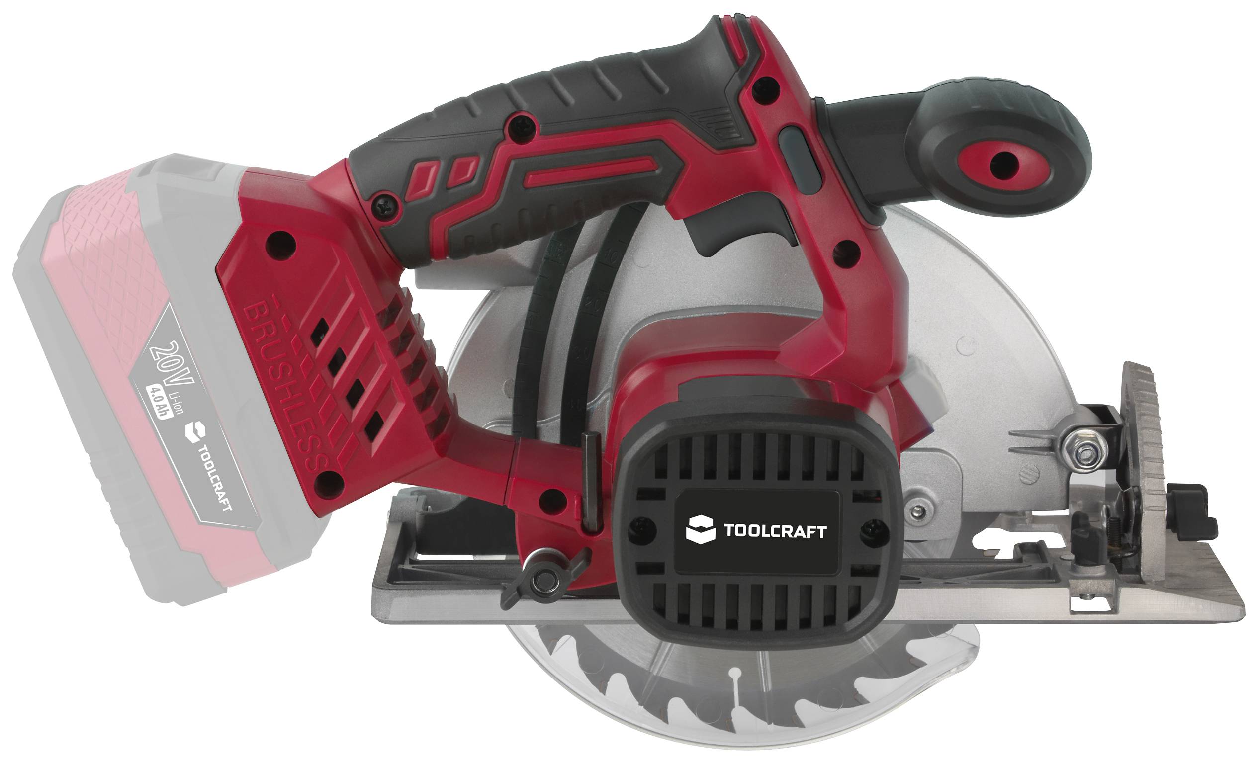 TOOLCRAFT TCS 55 / TAWB-200 Akku-Handkreissäge Schnitttiefe max. (90°) 55mm bürstenlos, ohne Akku