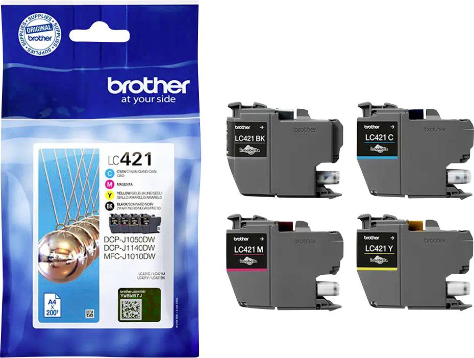Brother Druckerpatrone LC-421VAL Original Kombi-Pack Schwarz, Cyan, Gelb, Magenta LC421VAL