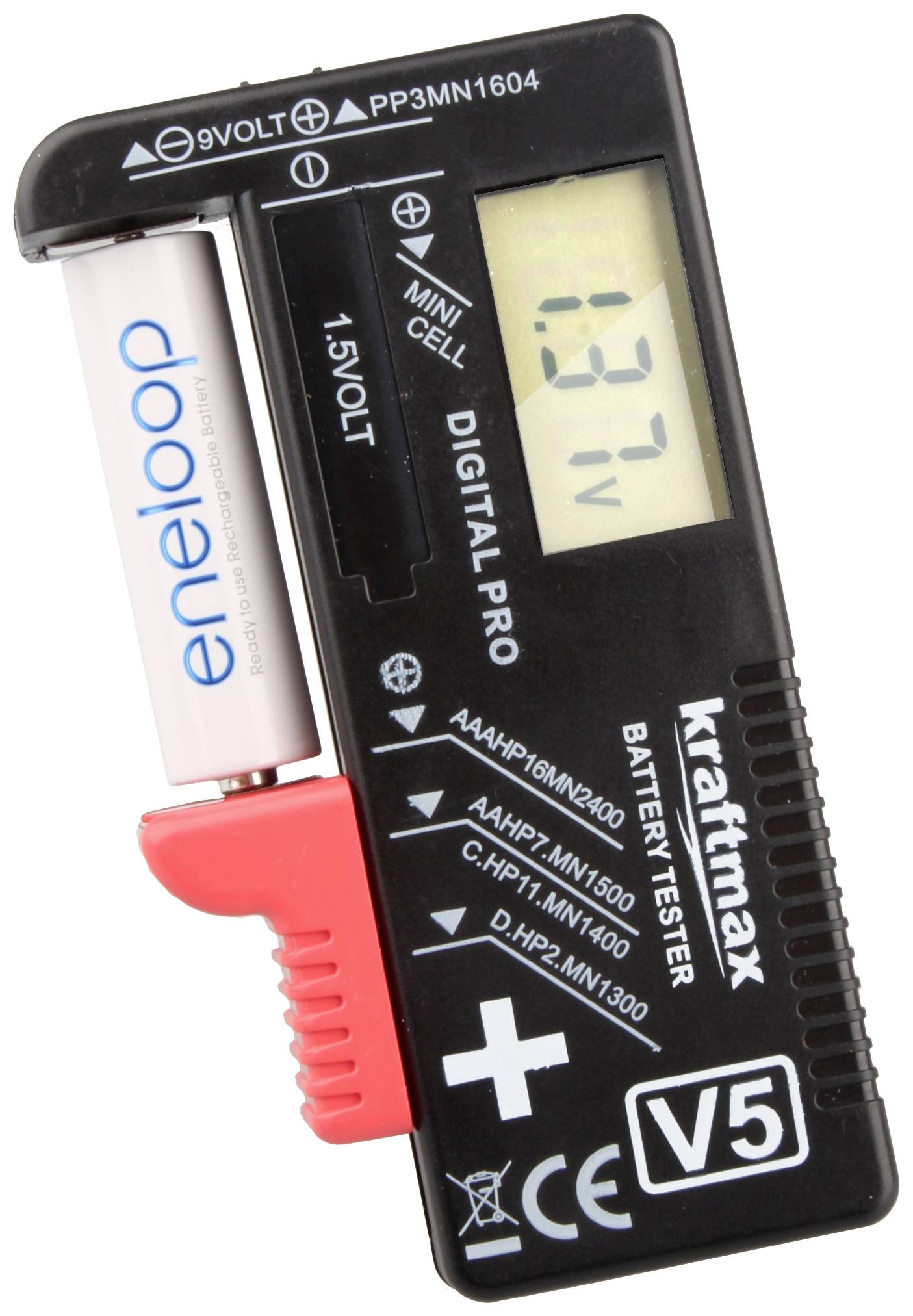 Kraftmax Batterietester Messbereich (Batterietester) 1,2 V, 1,5V Akku, Batterie 146699