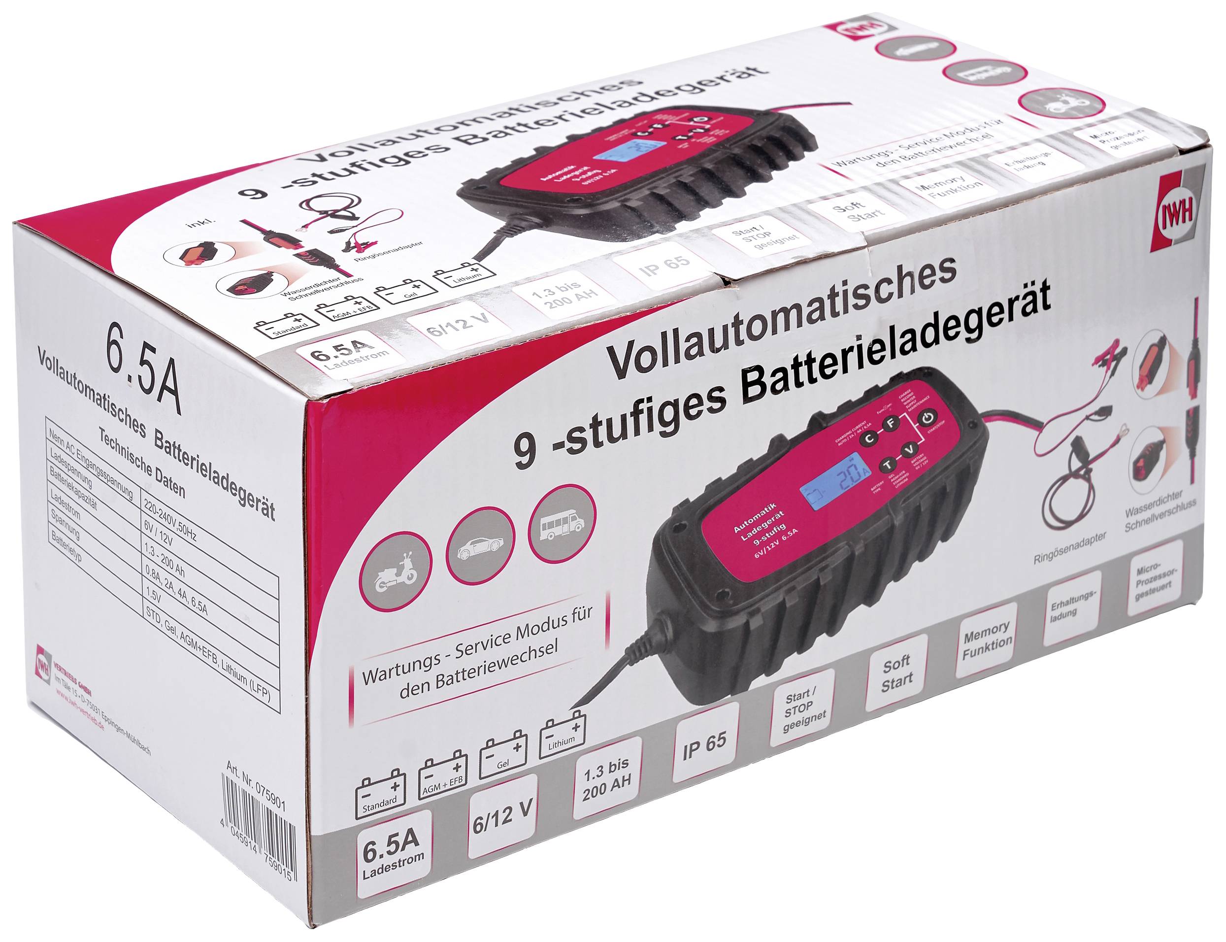 IWH 075901 075901 Automatikladegerät 12 V, 6V 2 A, 4 A, 6.5A 2 A, 4 A, 6.5A