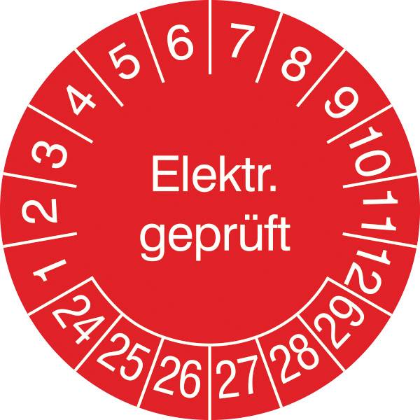 SafetyMarking 30.3654.24-29 Prüfplakette Nächster Prüftermin 2024-2029 Rot/Weiß Folie selbstklebend (Ø) 3cm 3cm 15St.