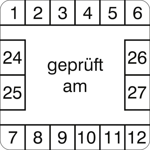 SafetyMarking 30.3798.24-27 Prüfplakette Geprüft am 2024-2027 Weiß/Schwarz Folie selbstklebend (L x B) 3cm x 3cm 15St.