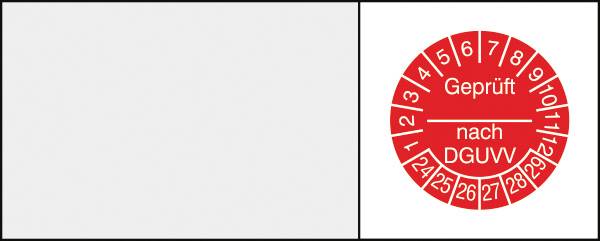 SafetyMarking 30.C3510.24-29 Prüfplakette Geprüft nach ...DGUVV 2024-2029 Rot/Weiß Folie selbstklebend 16St.