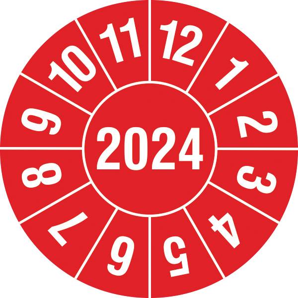 SafetyMarking 30.3681.2024 Prüfplakette 2024 Rot/Weiß Folie selbstklebend (Ø) 3cm 3cm 15St.