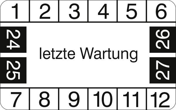 SafetyMarking 30.3799.24-27 Prüfplakette Letzte Wartung 2024-2027 Weiß/Schwarz Folie selbstklebend (L x B) 2.5cm x 4cm 12St.