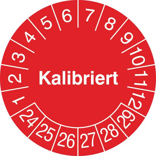 SafetyMarking 30.0779.24-29 Prüfplakette Kalibriert 2024-2029 Rot/Weiß Folie selbstklebend (Ø) 3cm 3cm 15St.