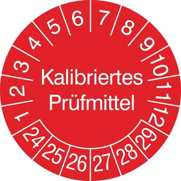 SafetyMarking 30.3653.24-29 Prüfplakette Kalibriertes Prüfmittel 2024-2029 Rot/Weiß Folie selbstklebend (Ø) 3cm 3cm 15St.