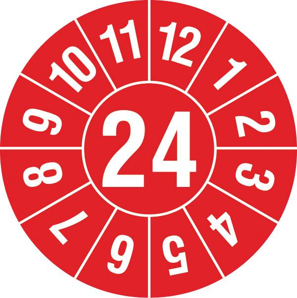 SafetyMarking 31.3693.24 Prüfplakette 2024 Rot/Weiß Folie selbstklebend (Ø) 1.5cm 1.5cm 500St.