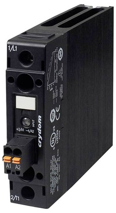 Ein schwarzes Halbleiterrelais mit beschrifteten Anschlüssen: „1/A1