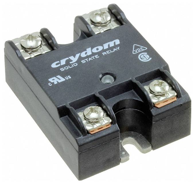 Halbleiterrelaisgerät mit vier Schraubklemmen, mit der Aufschrift „Crydom Solid State Relay