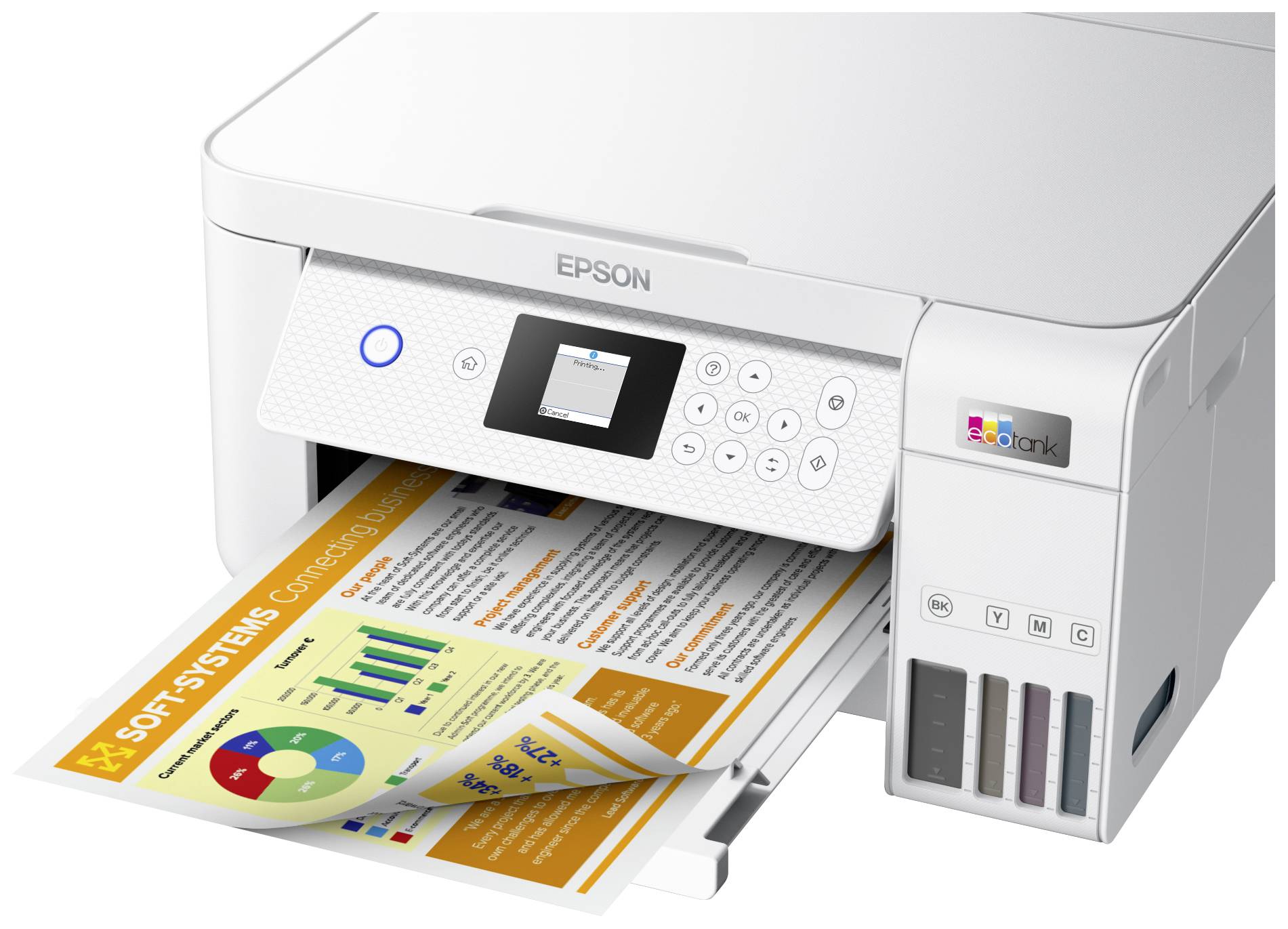 Epson EcoTank ET-2856 Multifunktionsdrucker Tintenstrahl Farbe A4 Drucker, Scanner, Kopierer Duplex, Tintentank-System, USB, WLAN