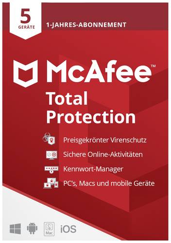 McAfee Total Protection Jahreslizenz, 5 Lizenzen Windows, Mac, Android, iOS Antivirus  - Onlineshop Voelkner