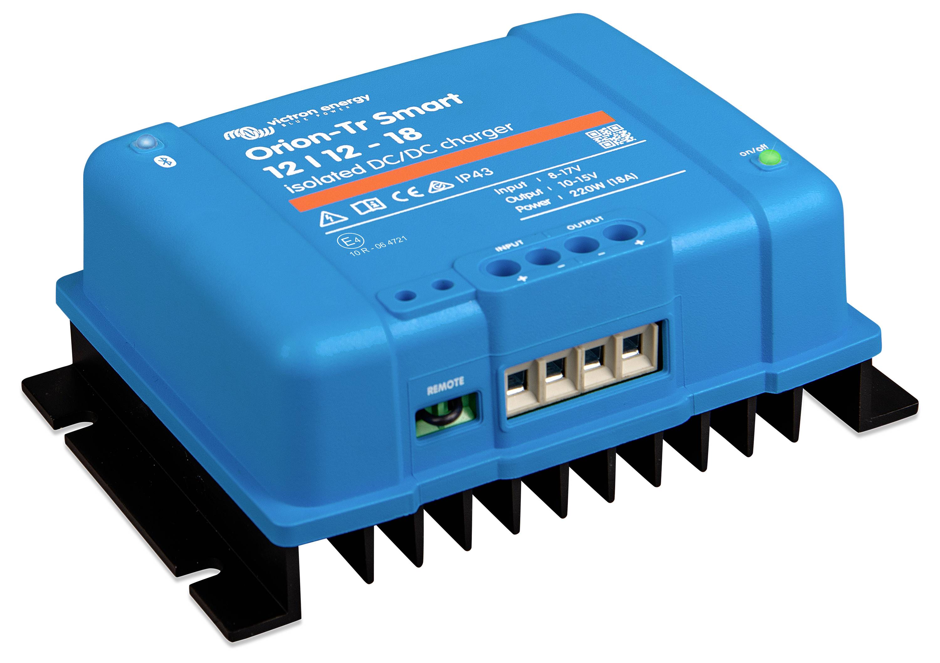 Blaues rechteckiges Gerät mit der Aufschrift 