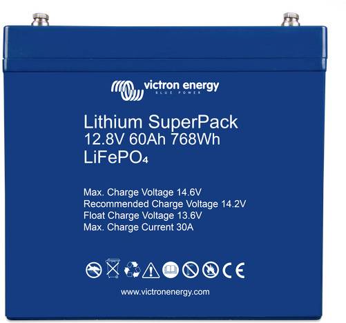 Victron Energy SuperPack BAT512060705 Solarakku 12.8V 60Ah (B x H x T) 229 x 213 x 138mm M6-Schraubanschluss