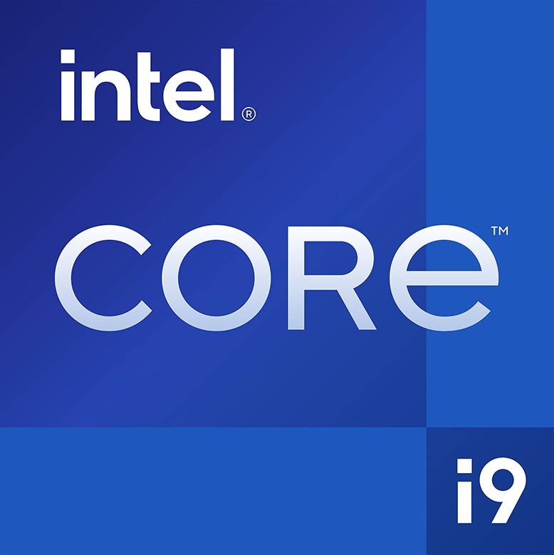 Blaues Logo mit weißem Text: 'Intel Core i9'.