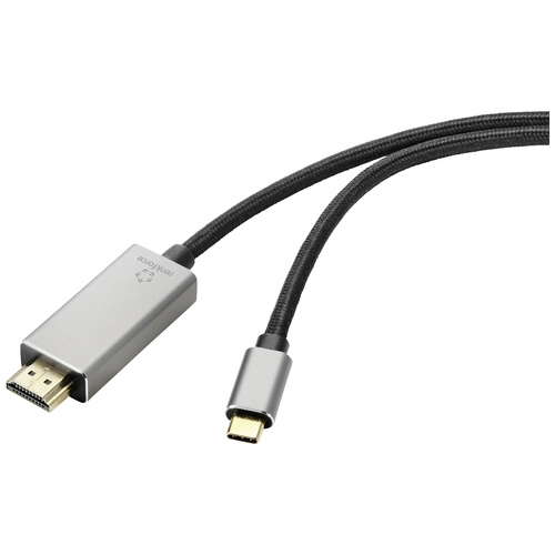 Renkforce USB-C® / HDMI Adapterkabel USB-C® Stecker, HDMI-A Stecker 1.00m Schwarz RF-4995148 Ultra HD (8K) HDMI-Kabel