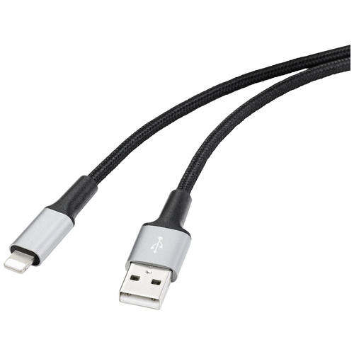 Renkforce USB, Apple Lightning Anschlusskabel [1x USB 2.0 Stecker A - 1x Apple Lightning-Stecker] 1.00m Kabelmantel aus