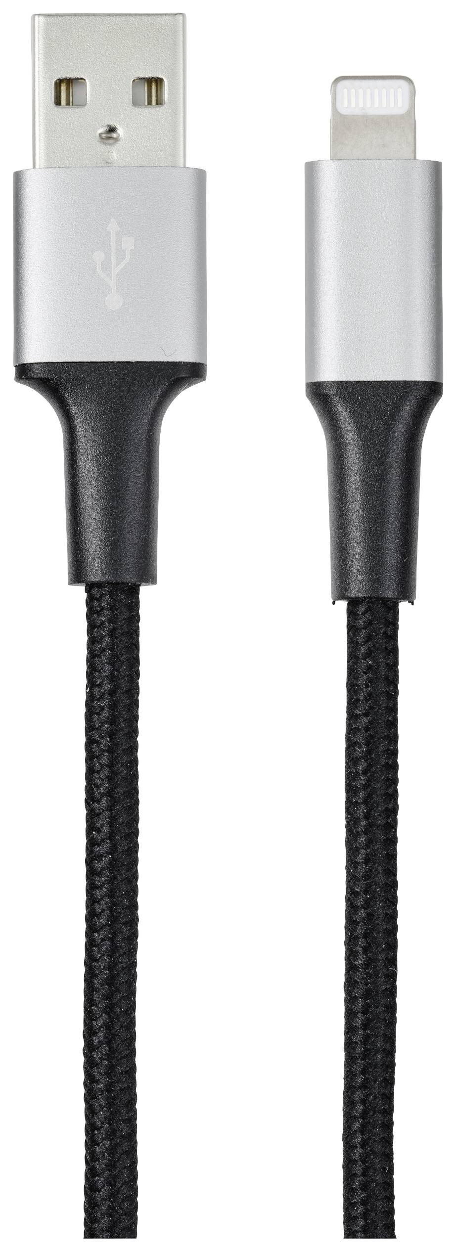 Renkforce USB-Kabel 1.00 m Schwarz Kabelmantel aus Recycling-Material, Extrem robuste Geflechtschir