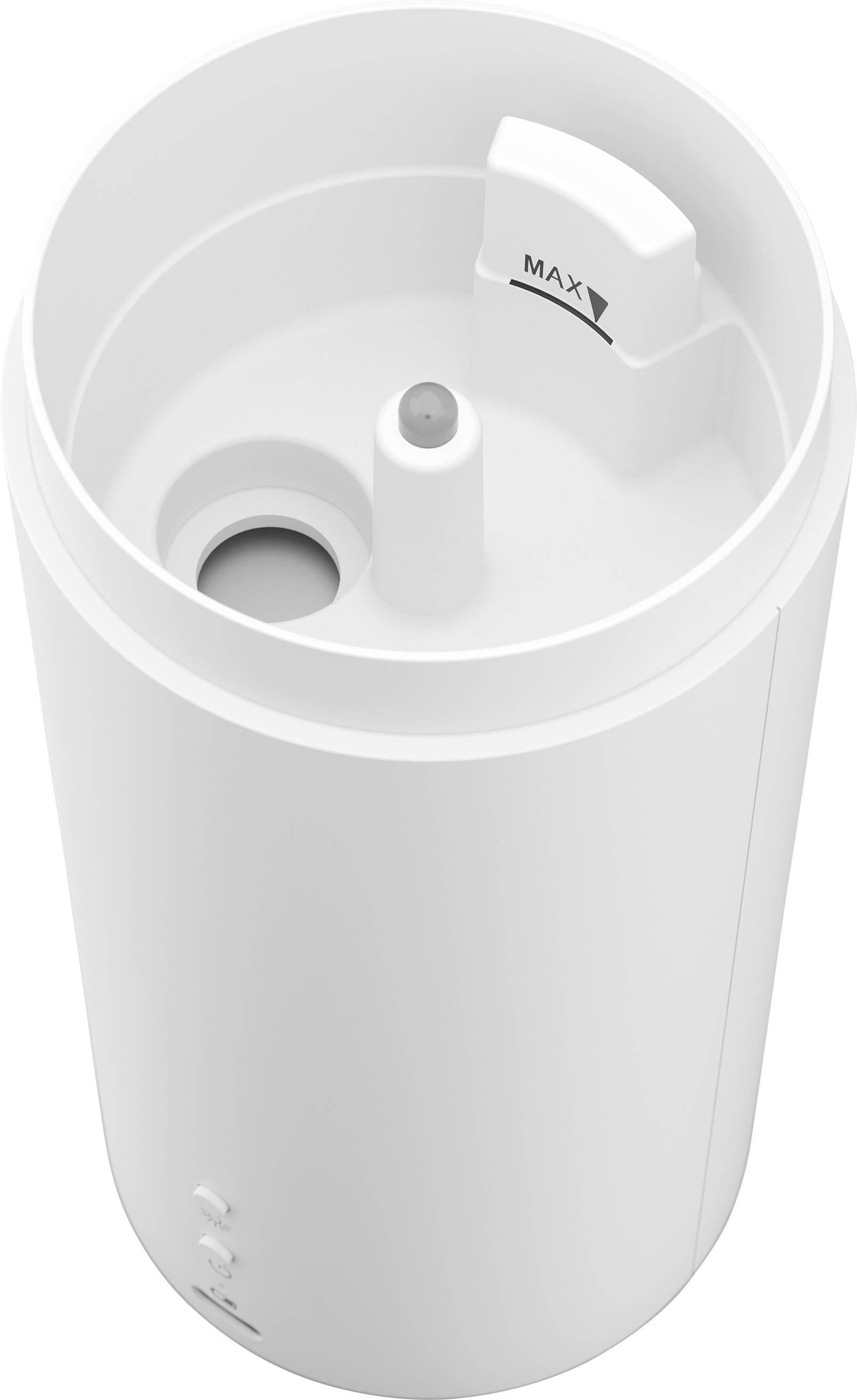 Ein weißer Becher mit einer maximalen Füllstandsanzeige innen.