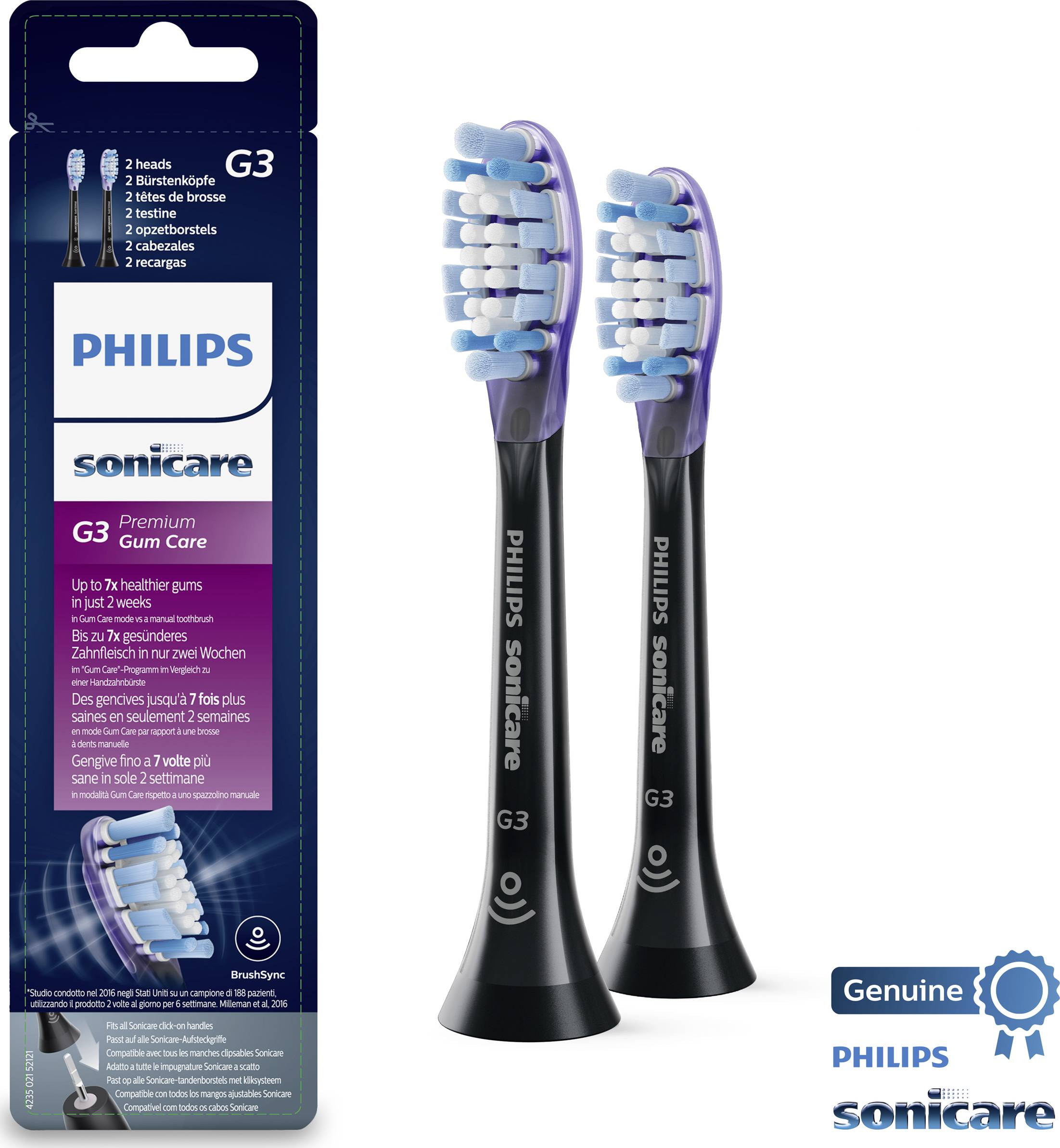 Philips Bodycare HX9052/33 Aufsteckbürsten für elektrische Zahnbürste 2 St. Schwarz