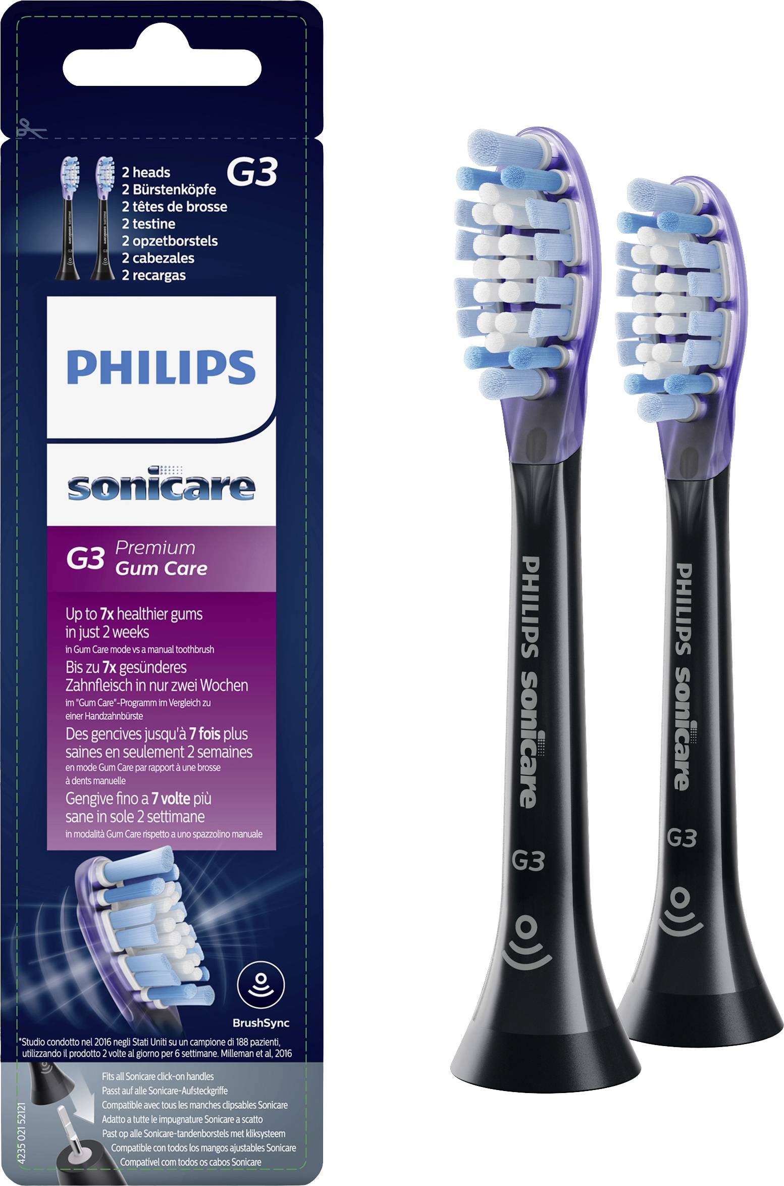 Philips Bodycare HX9052/33 Aufsteckbürsten für elektrische Zahnbürste 2 St. Schwarz