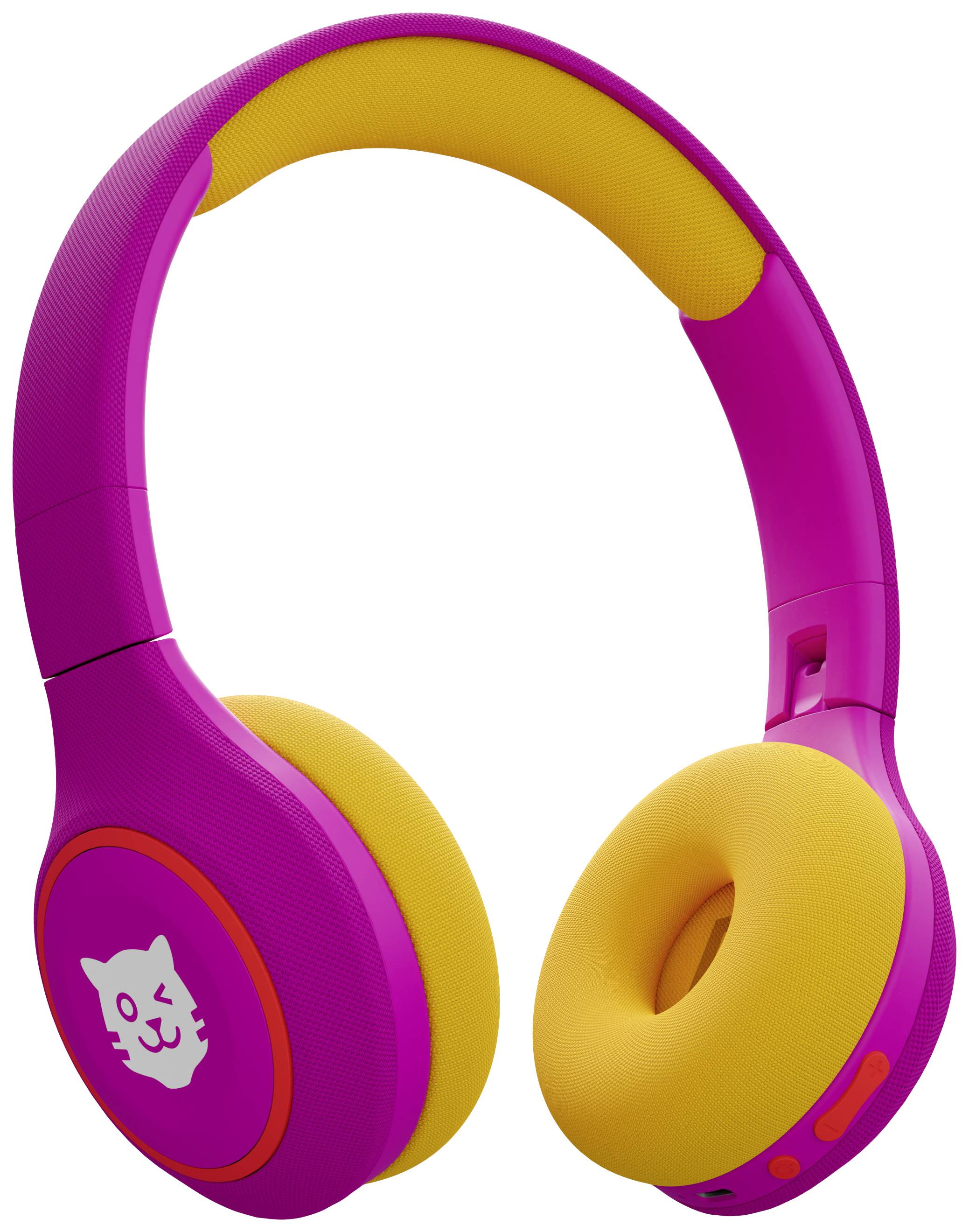 Tiger Media tigerbuddies On Ear Kopfhörer Bluetooth®, kabelgebunden Stereo Crazy Pink Lautstärkebegrenzung, Lautstärkeregelung, Faltbar Kinder