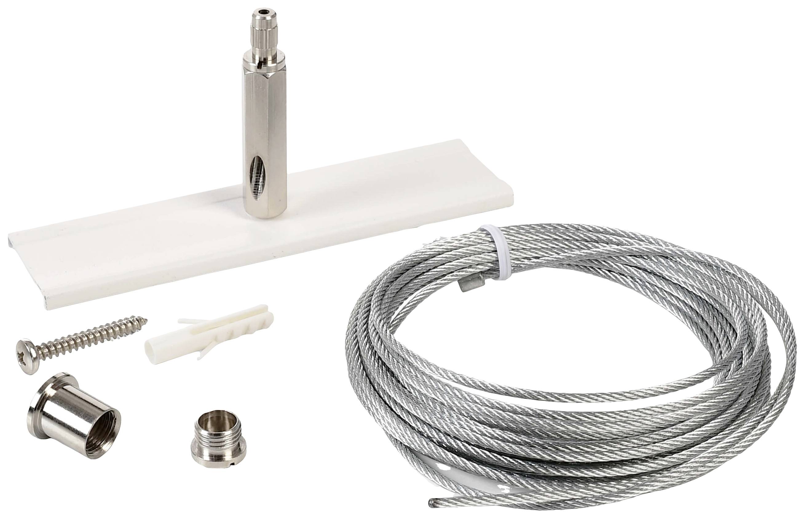 Deko Light 710094 D Line Seilabhängungshalter Mini mit 5,0m Abhängeseil Hochvolt-Schienensystem-Komponente Stromschiene 3phasig Weiß