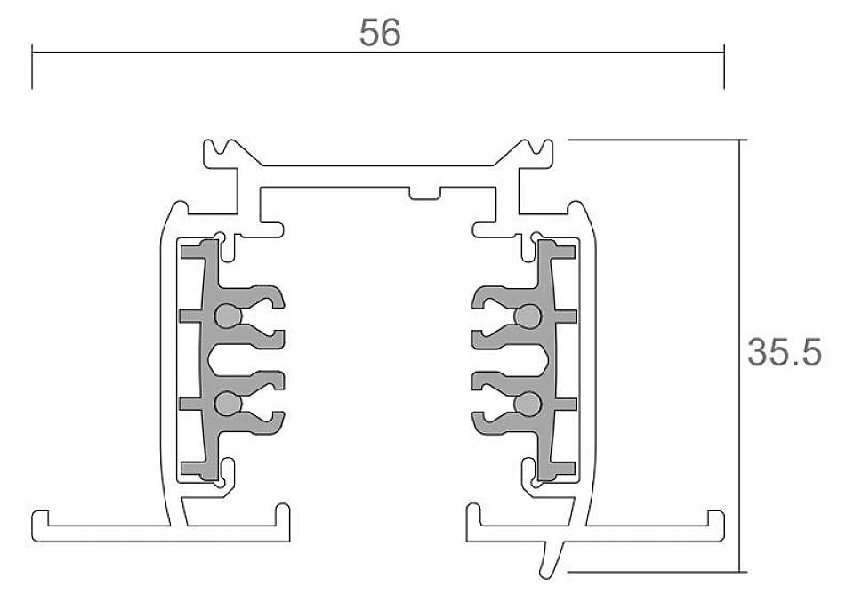Deko Light 710070 D Line Einbaustromschiene mit Flügel 1m Hochvolt-Schienensystem-Komponente Stromschiene 3phasig Weiß