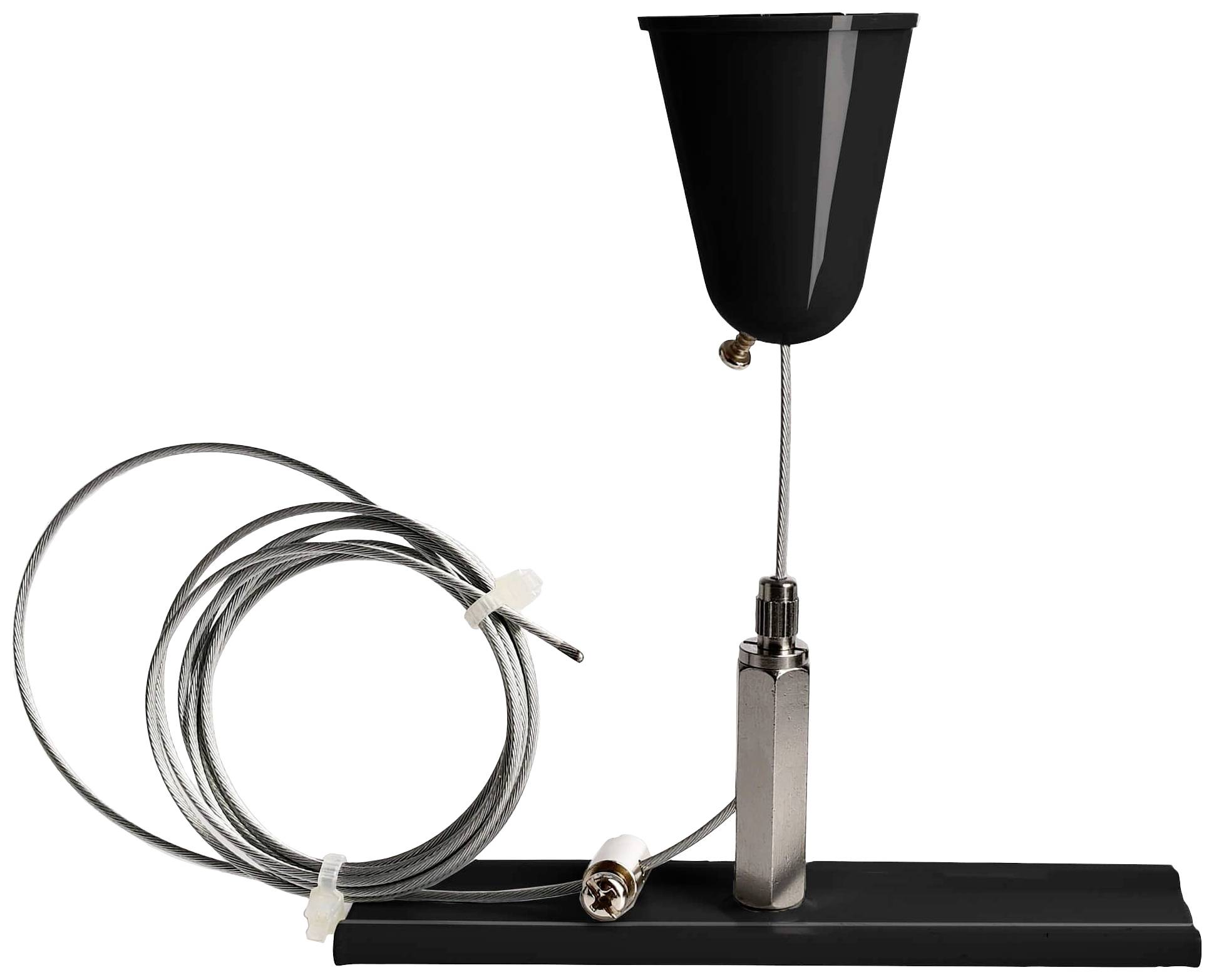 Deko Light 710050 D Line Seilabhängungshalter mit Deckenrosette 1,5m Hochvolt-Schienensystem-Komponente Stromschiene 3phasig Schwarz