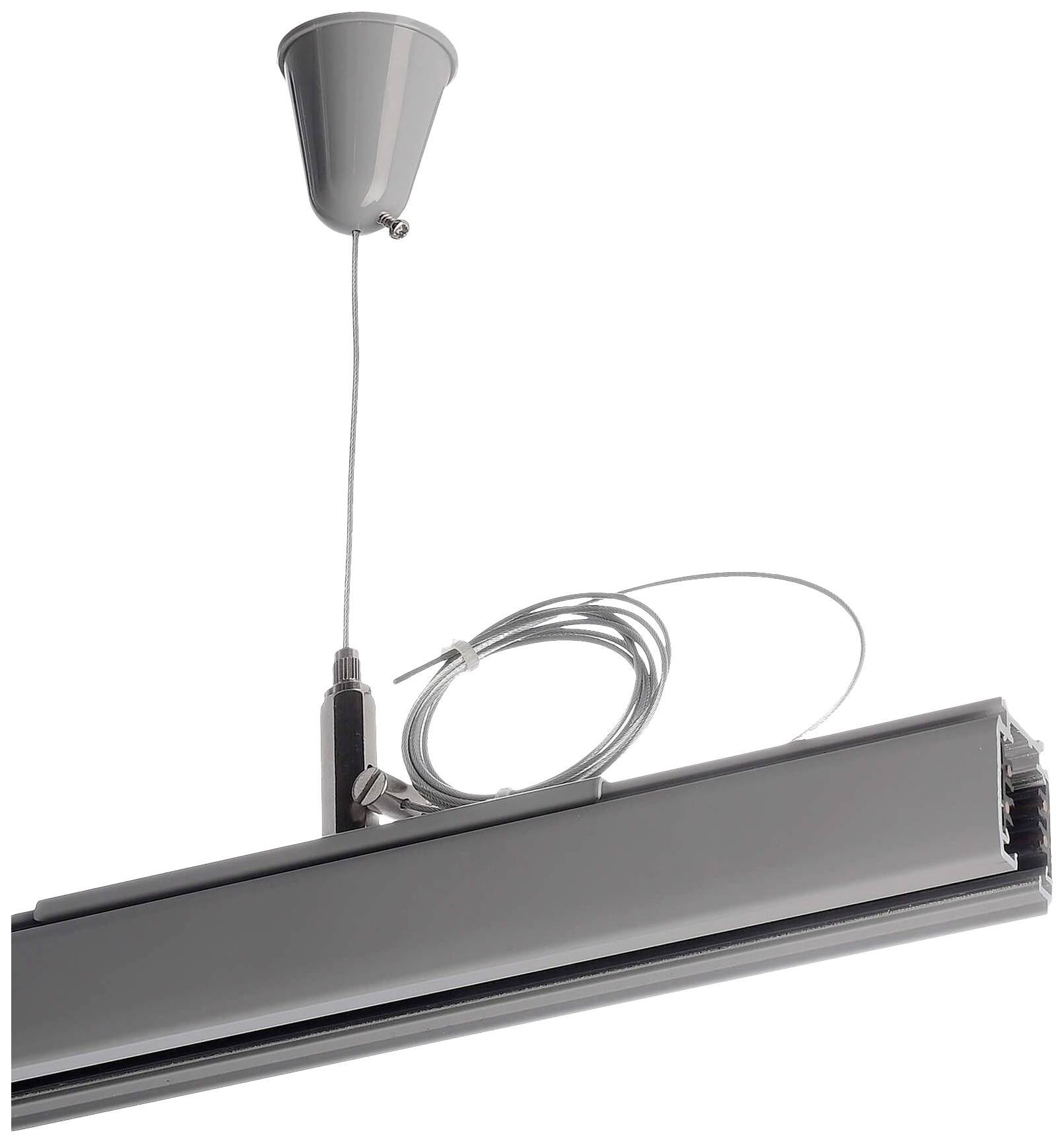 Deko Light 710048 D Line Seilabhängungshalter mit Deckenrosette 1,5m Hochvolt-Schienensystem-Komponente Stromschiene 3phasig Weiß