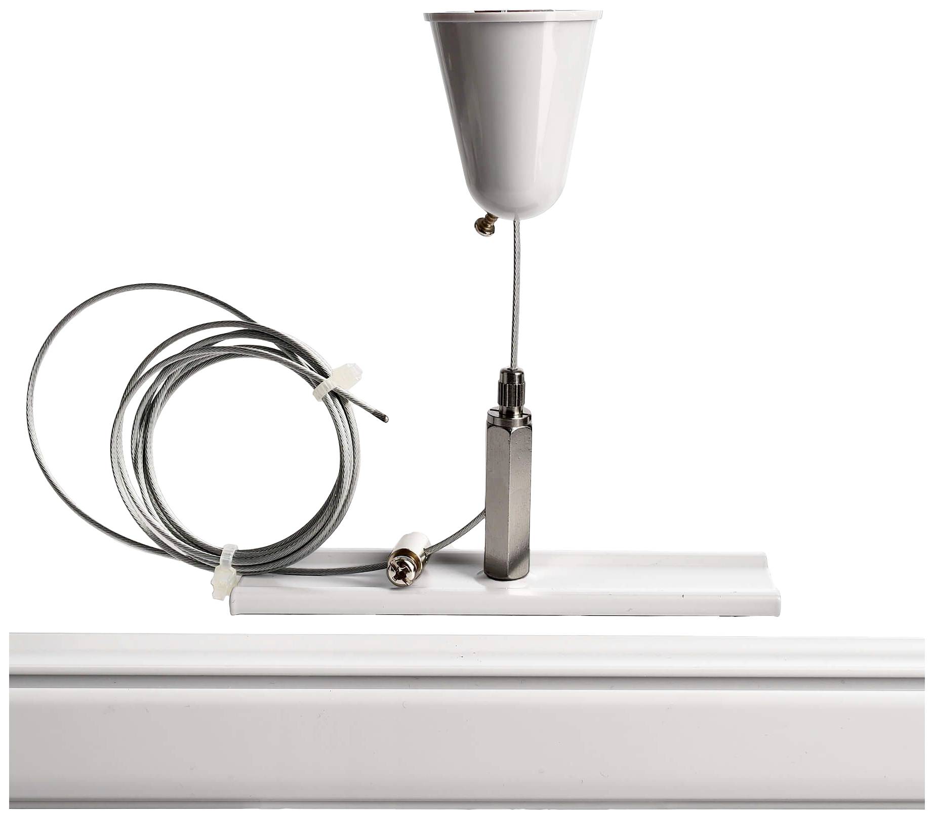 Deko Light 710048 D Line Seilabhängungshalter mit Deckenrosette 1,5m Hochvolt-Schienensystem-Komponente Stromschiene 3phasig Weiß