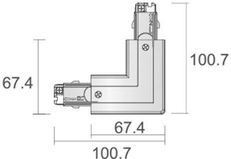 Deko Light 710036 D Line 90°-Verbinder links-rechts mit Wechselmechanik Hochvolt-Schienensystem-Komponente Stromschiene 3phasig