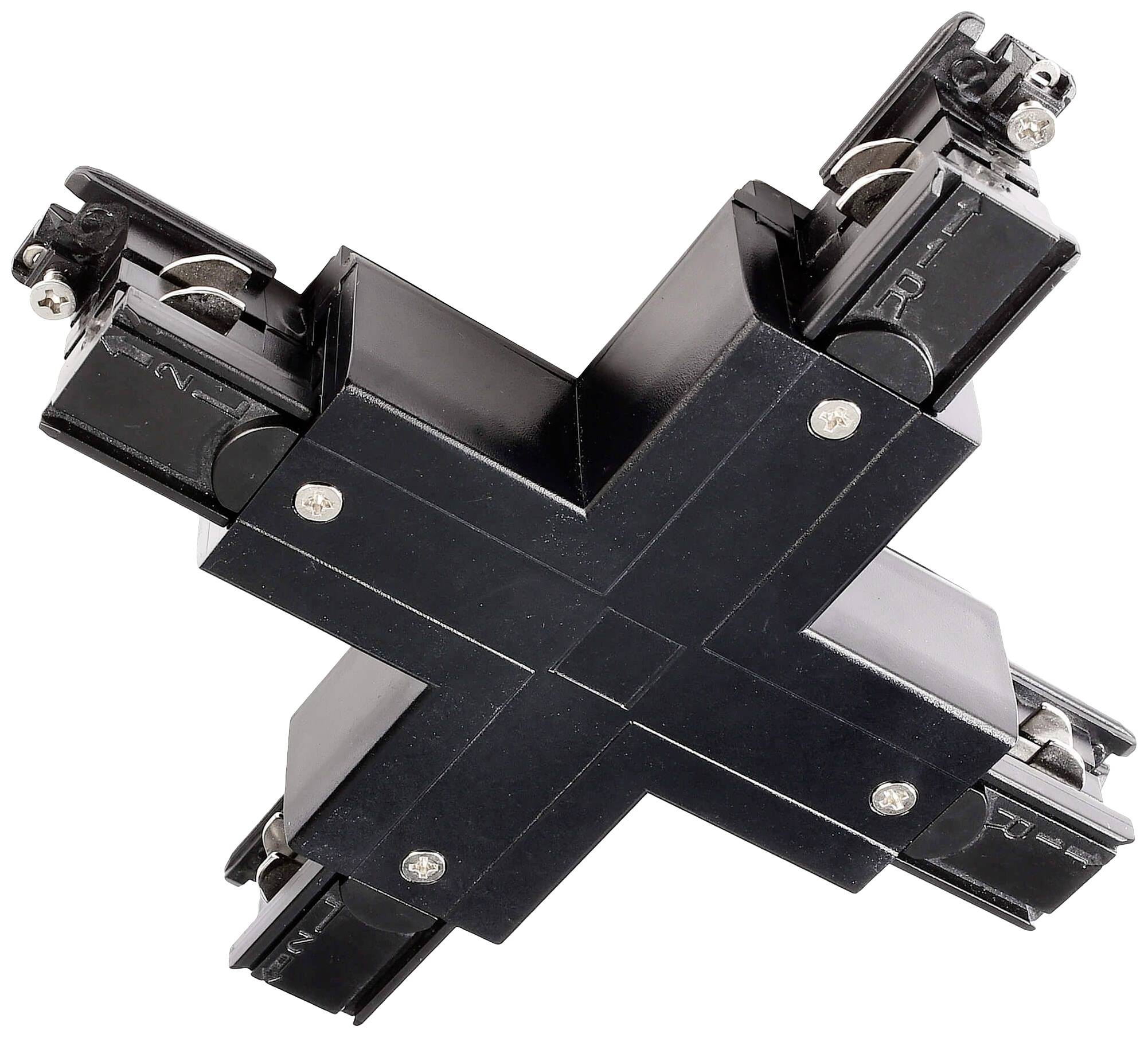 Deko Light 710035 D Line X-Verbinder links-links-rechts-rechts Hochvolt-Schienensystem-Komponente Stromschiene 3phasig Schwarz