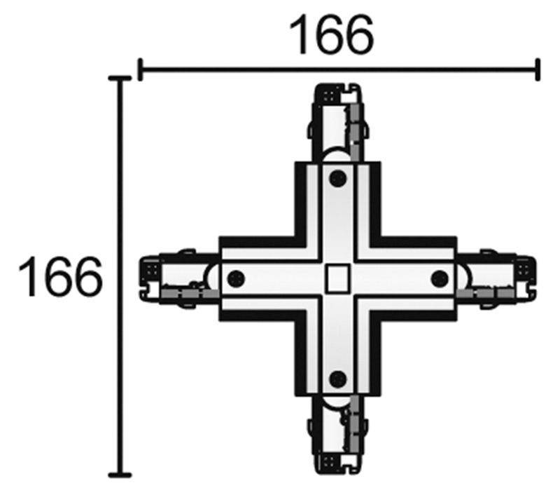 Deko Light 710034 D Line X-Verbinder links-links-rechts-rechts Hochvolt-Schienensystem-Komponente Stromschiene 3phasig Grau