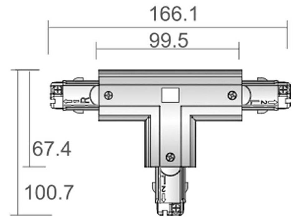 Deko Light 710032 D Line T-Verbinder rechts-rechts-links mit Wechselmechanik Hochvolt-Schienensystem-Komponente Stromschiene