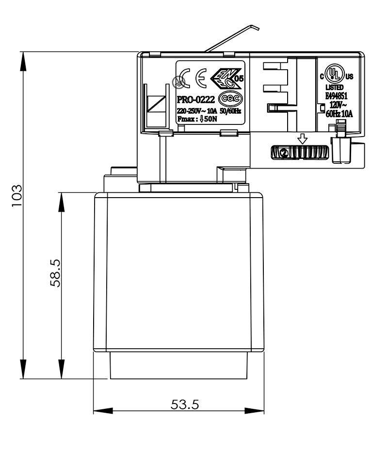 Deko Light 710026 D Line Steckdosenadapter Hochvolt-Schienensystem-Komponente Stromschiene 3phasig Schwarz