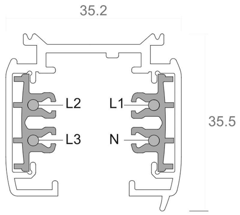 Deko Light 710001 D Line Aufbaustromschiene 1m Hochvolt-Schienensystem-Komponente Stromschiene 3phasig Grau