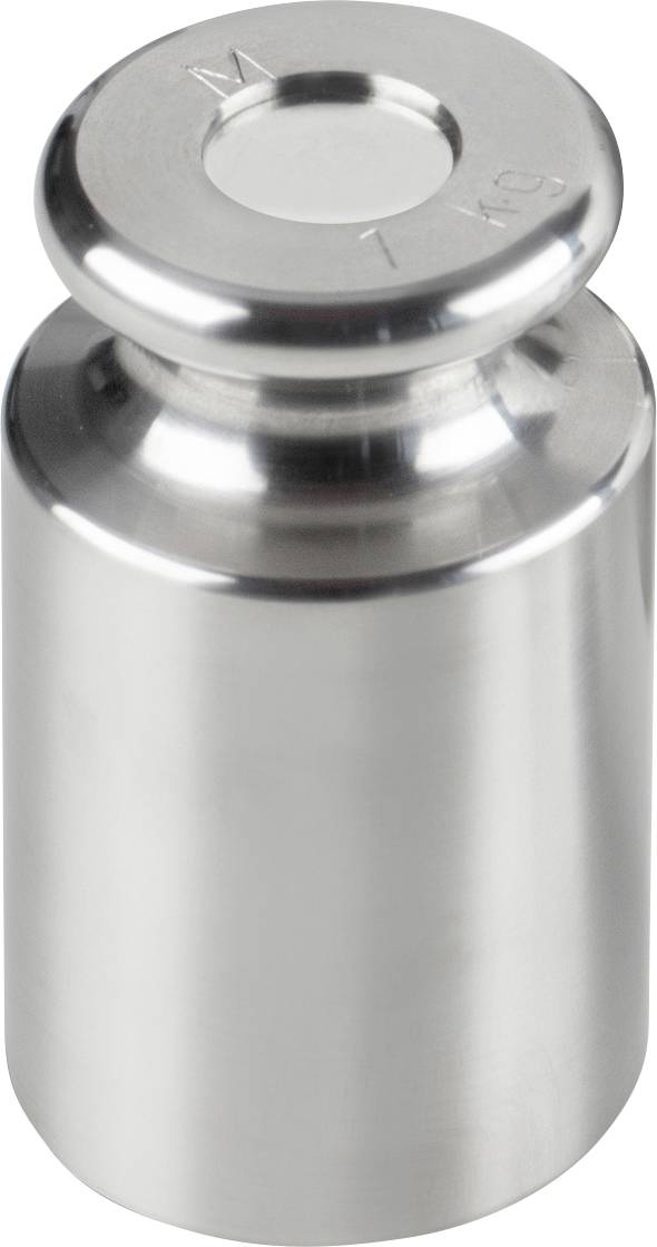 Ein metallisches Gewicht mit zylindrischer Form, glänzendem Finish und einer eingravierten Zahl darauf.