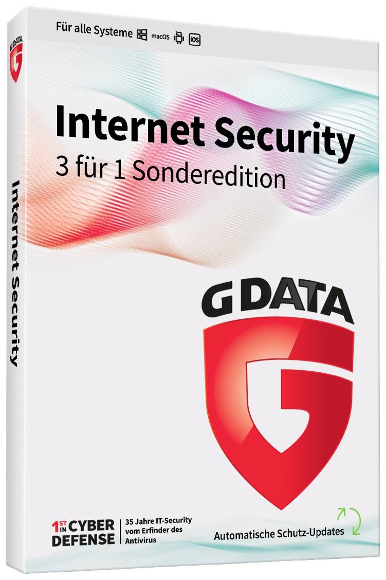 G-Data Internet Security 3 für 1 Sonderedition Jahreslizenz, 3 Lizenzen Windows, Mac, Android, iOS