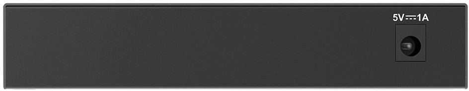 Schwarzes elektronisches Gerät mit einer 5V-1A-Stromanschlussbuchse auf der Vorderseite, keine weiteren Anzeigen oder Schalter sichtbar.