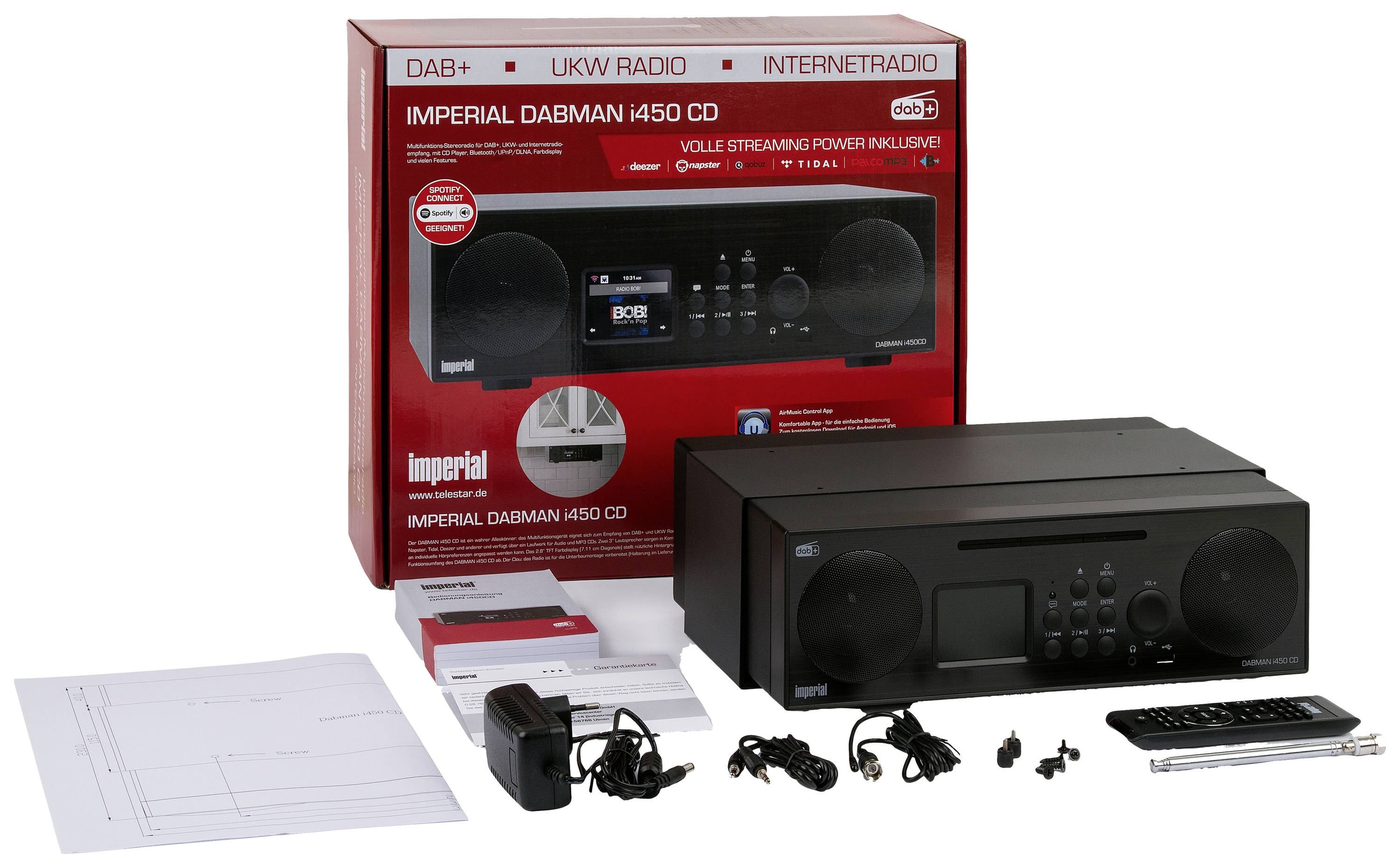 Imperial DABMAN i450 CD Küchenradio DAB+, Internet, UKW CD, USB, Bluetooth® Spotify Schwarz