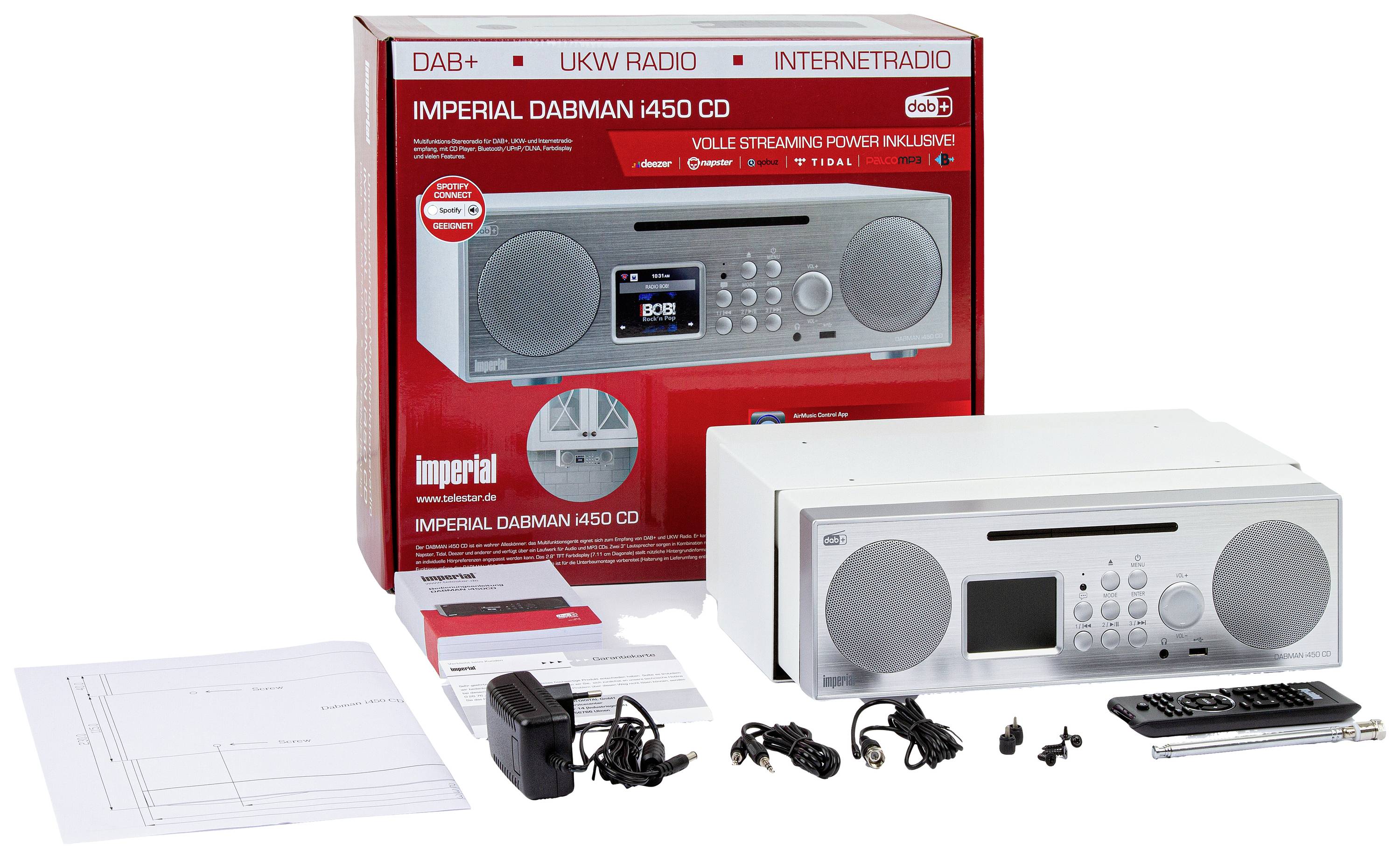 Imperial DABMAN i450 CD Küchenradio DAB+, Internet, UKW CD, USB, Bluetooth® Spotify Silber, Weiß