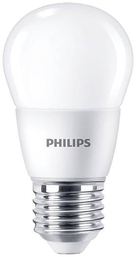 Energiesparende LED-Glühbirne von Philips, E27-Fassung, weiß, geeignet für Wohn- und Arbeitsräume.